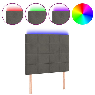 vidaXL LED Kopfteil Dunkelgrau 100x5x118/128 cm Samt