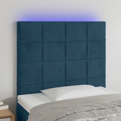 vidaXL LED Kopfteil Dunkelblau 100x5x118/128 cm Samt