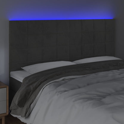 vidaXL LED Kopfteil Dunkelgrau 200x5x118/128 cm Samt