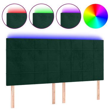 vidaXL LED Kopfteil Dunkelgrün 200x5x118/128 cm Samt