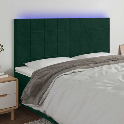 vidaXL LED Kopfteil Dunkelgrün 200x5x118/128 cm Samt