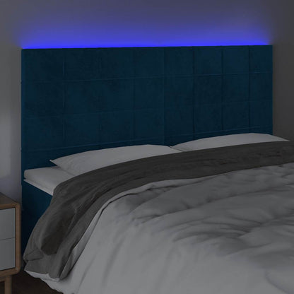 vidaXL Tête de lit à LED Bleu foncé 200x5x118/128 cm Velours