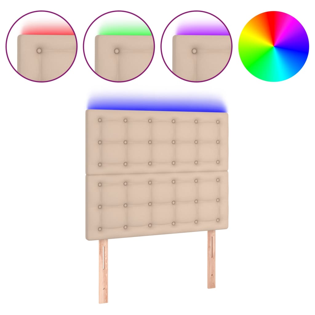 vidaXL LED Kopfteil Cappuccino-Braun 80x5x118/128 cm Kunstleder