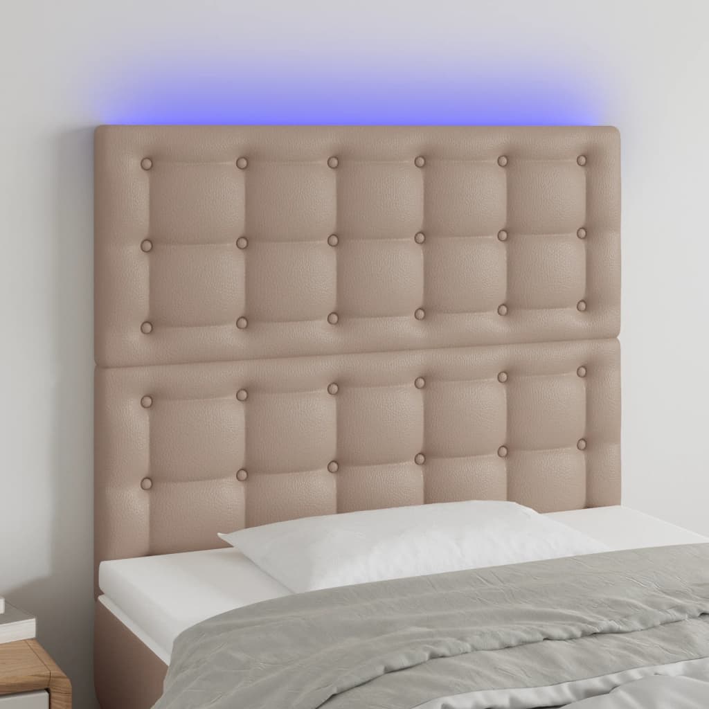 vidaXL LED Kopfteil Cappuccino-Braun 80x5x118/128 cm Kunstleder