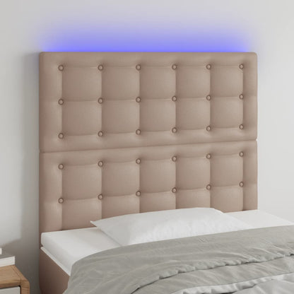 vidaXL LED Kopfteil Cappuccino-Braun 80x5x118/128 cm Kunstleder