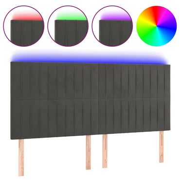 vidaXL LED Kopfteil Dunkelgrau 200x5x118/128 cm Samt