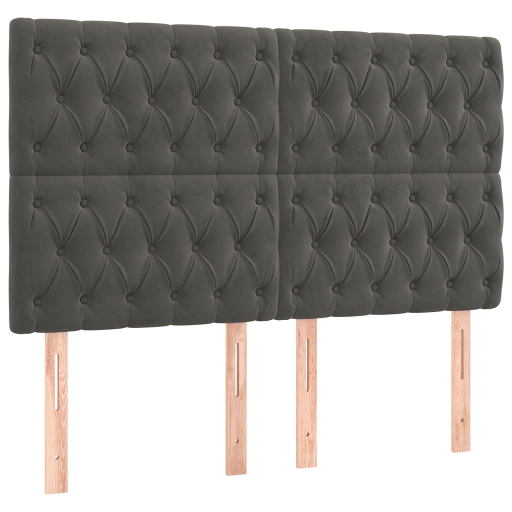 vidaXL LED Kopfteil Dunkelgrau 144x7x118/128 cm Samt