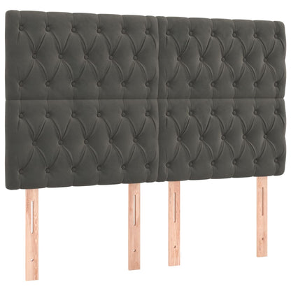 vidaXL LED Kopfteil Dunkelgrau 144x7x118/128 cm Samt