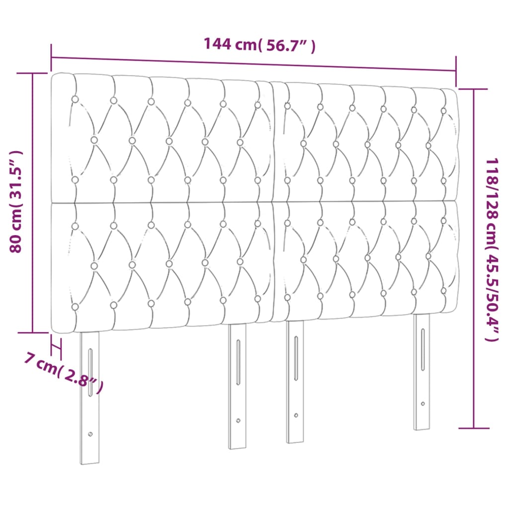 vidaXL LED Kopfteil Dunkelgrau 144x7x118/128 cm Samt