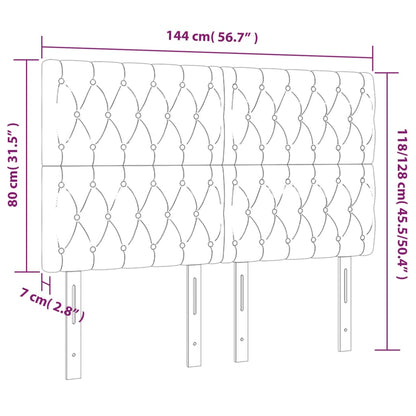 vidaXL LED Kopfteil Dunkelgrau 144x7x118/128 cm Samt