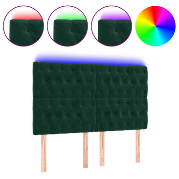 vidaXL LED Kopfteil Dunkelgrün 144x7x118/128 cm Samt