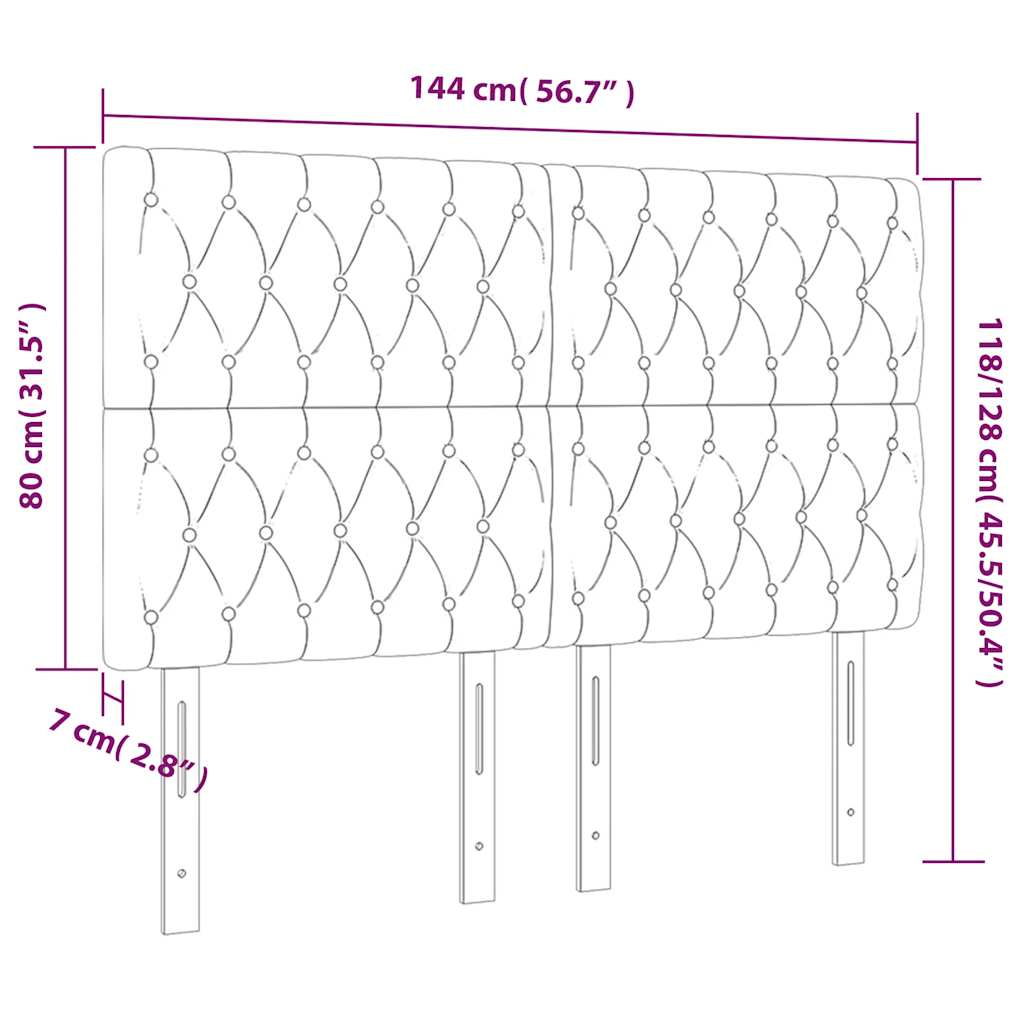vidaXL LED Kopfteil Dunkelgrün 144x7x118/128 cm Samt