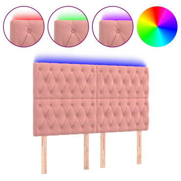 vidaXL LED Kopfteil Rosa 144x7x118/128 cm Samt