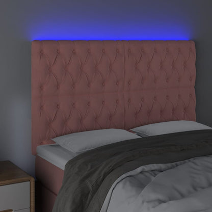 vidaXL LED Kopfteil Rosa 144x7x118/128 cm Samt