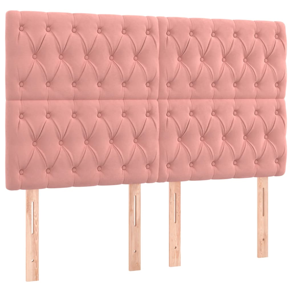 vidaXL LED Kopfteil Rosa 144x7x118/128 cm Samt