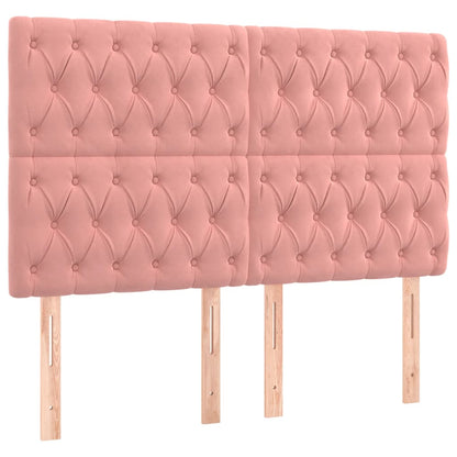 vidaXL LED Kopfteil Rosa 144x7x118/128 cm Samt