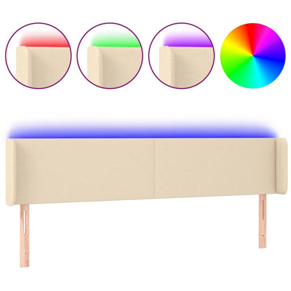 vidaXL LED Kopfteil Creme 203x16x78/88 cm Stoff