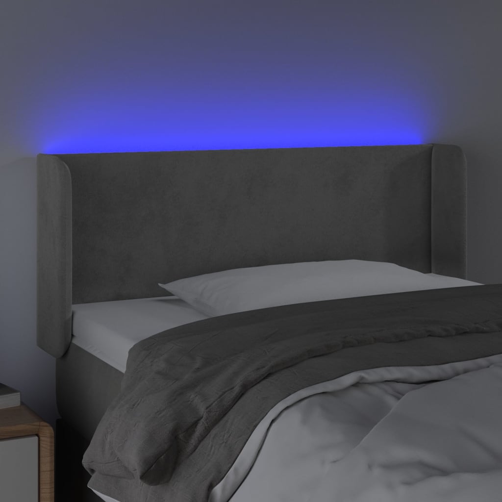 vidaXL LED Kopfteil Hellgrau 103x16x78/88 cm Samt