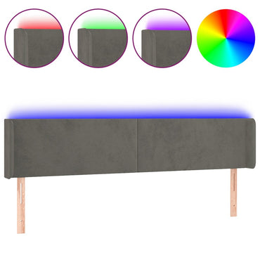 vidaXL LED Kopfteil Dunkelgrau 163x16x78/88 cm Samt