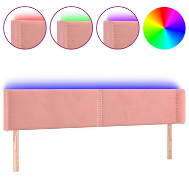 vidaXL LED Kopfteil Rosa 183x16x78/88 cm Samt