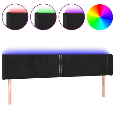 vidaXL LED Kopfteil Schwarz 203x16x78/88 cm Samt