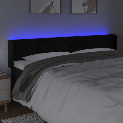 vidaXL LED Kopfteil Schwarz 203x16x78/88 cm Samt