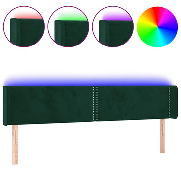 vidaXL LED Kopfteil Dunkelgrün 203x16x78/88 cm Samt