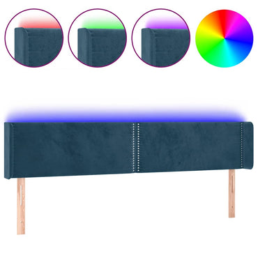 vidaXL LED Kopfteil Dunkelblau 203x16x78/88 cm Samt