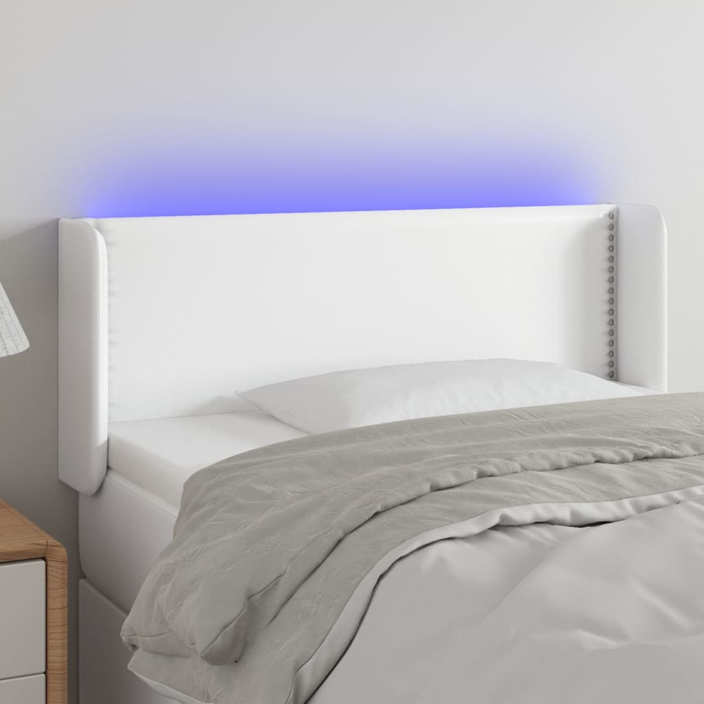 vidaXL LED Kopfteil Weiß 83x16x78/88 cm Kunstleder