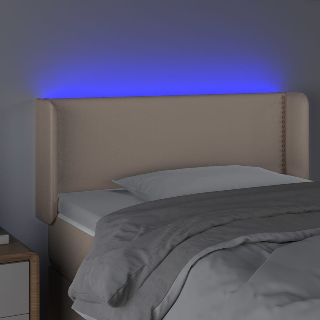 vidaXL LED Kopfteil Cappuccino-Braun 83x16x78/88 cm Kunstleder