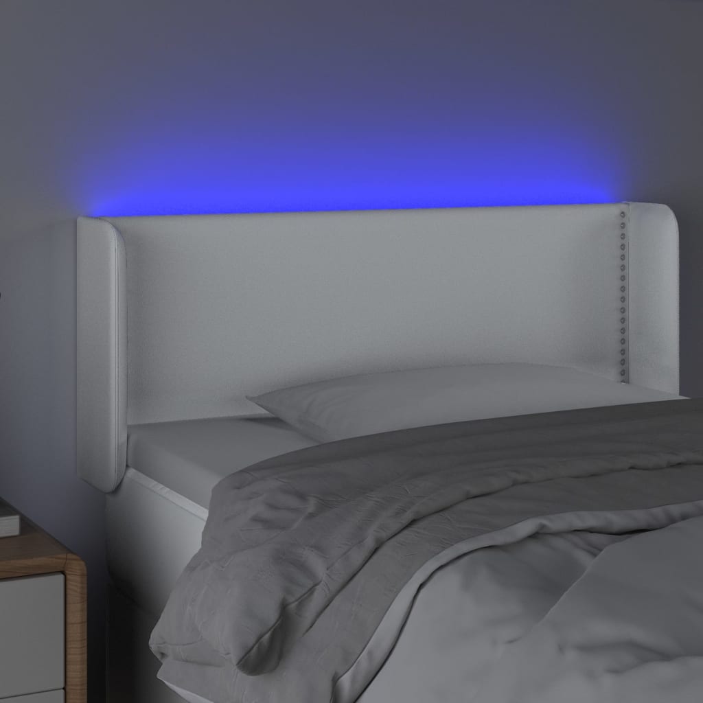 vidaXL LED Kopfteil Weiß 93x16x78/88 cm Kunstleder