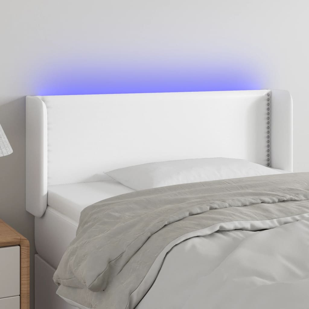 vidaXL LED Kopfteil Weiß 93x16x78/88 cm Kunstleder