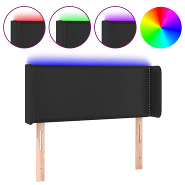 vidaXL LED Kopfteil Schwarz 103x16x78/88 cm Kunstleder