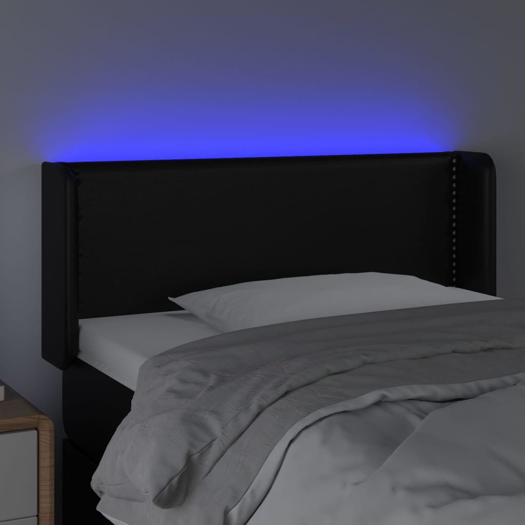 vidaXL LED Kopfteil Schwarz 103x16x78/88 cm Kunstleder