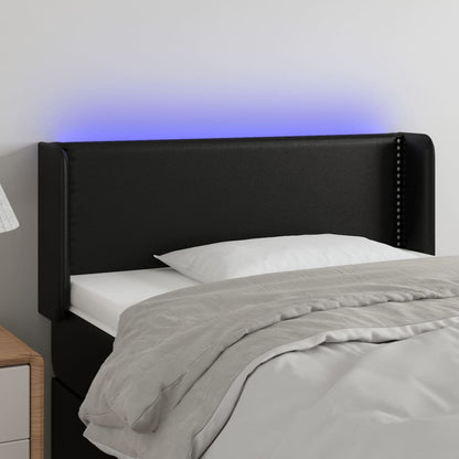 vidaXL LED Kopfteil Schwarz 103x16x78/88 cm Kunstleder