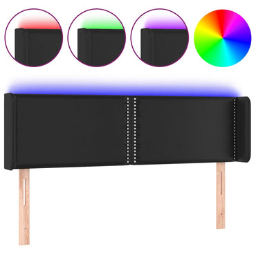 vidaXL LED Kopfteil Schwarz 147x16x78/88 cm Kunstleder