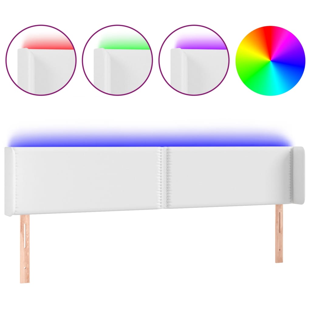 vidaXL LED Kopfteil Weiß 183x16x78/88 cm Kunstleder