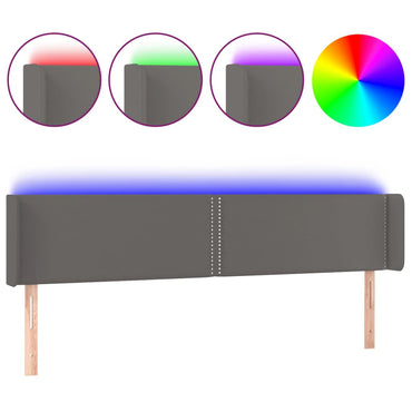 vidaXL LED Kopfteil Grau 183x16x78/88 cm Kunstleder