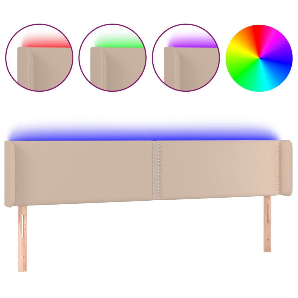 vidaXL LED Kopfteil Cappuccino-Braun 183x16x78/88 cm Kunstleder