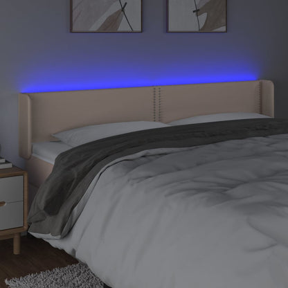 vidaXL LED Kopfteil Cappuccino-Braun 183x16x78/88 cm Kunstleder