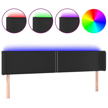 vidaXL LED Kopfteil Schwarz 203x16x78/88 cm Kunstleder