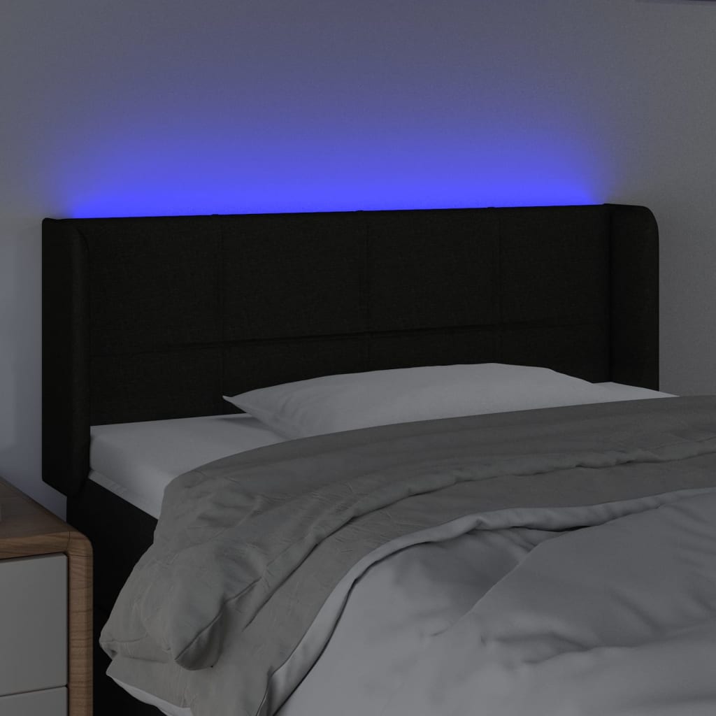 vidaXL LED Kopfteil Schwarz 83x16x78/88 cm Stoff