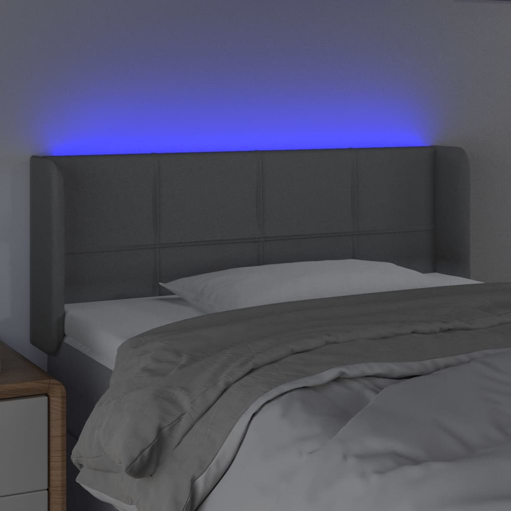 vidaXL LED Kopfteil Hellgrau 103x16x78/88 cm Stoff