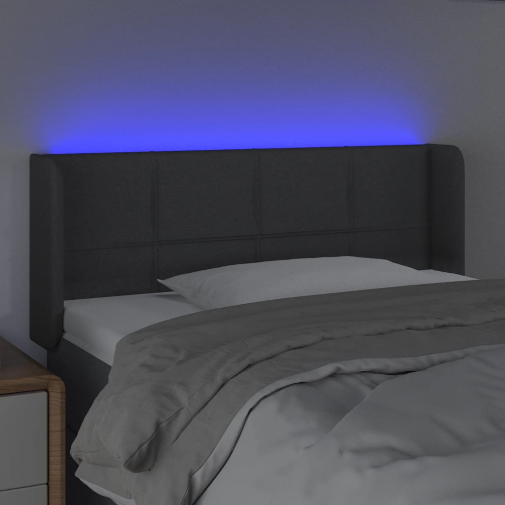 vidaXL LED Kopfteil Dunkelgrau 103x16x78/88 cm Stoff