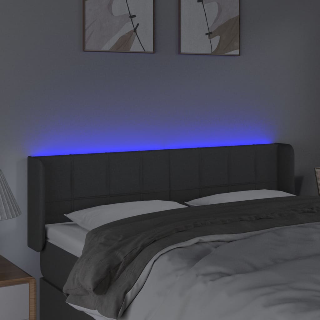 vidaXL LED Kopfteil Dunkelgrau 147x16x78/88 cm Stoff