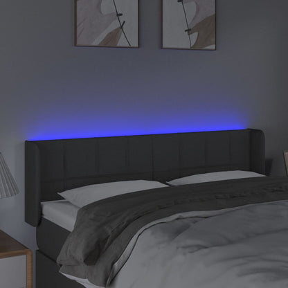 vidaXL LED Kopfteil Dunkelgrau 147x16x78/88 cm Stoff