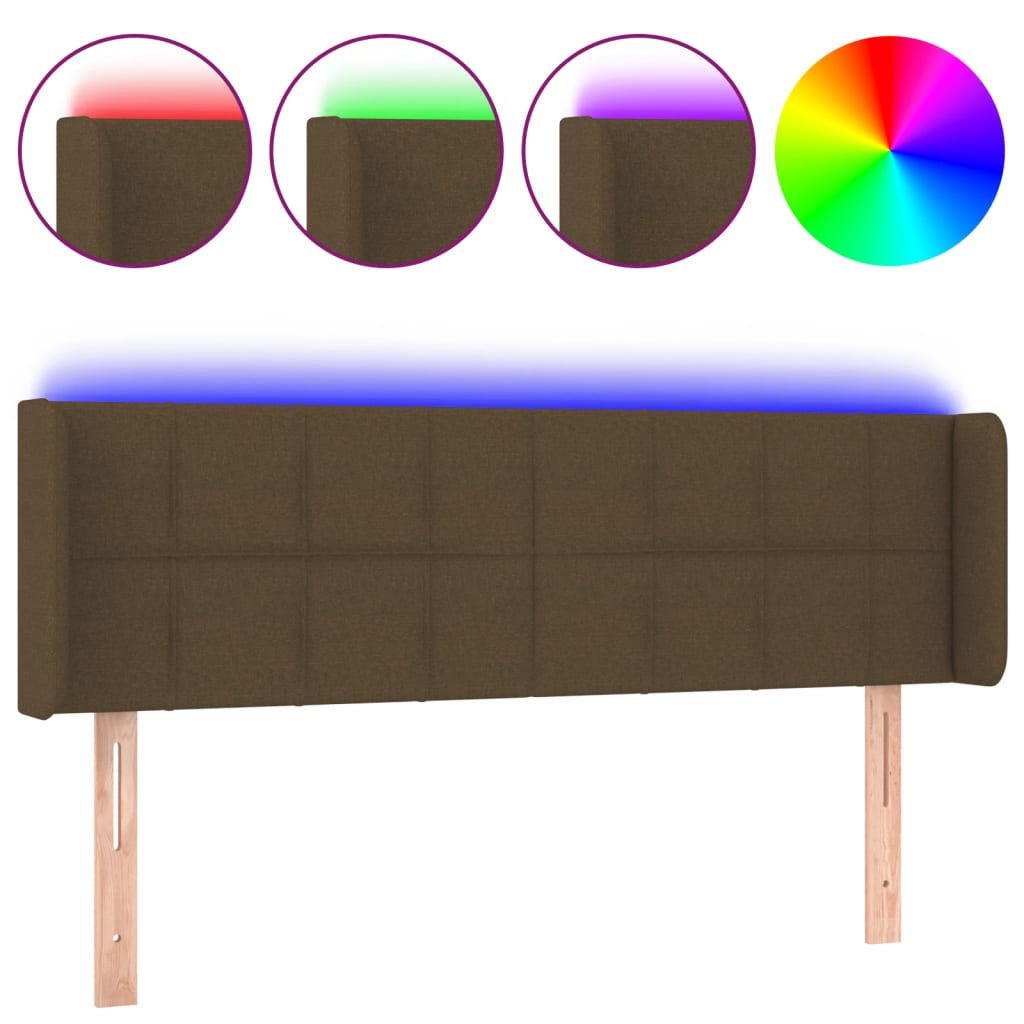 vidaXL LED Kopfteil Dunkelbraun 147x16x78/88 cm Stoff