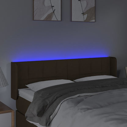 vidaXL LED Kopfteil Dunkelbraun 147x16x78/88 cm Stoff
