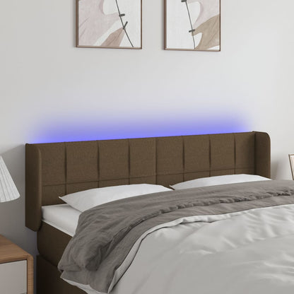 vidaXL LED Kopfteil Dunkelbraun 147x16x78/88 cm Stoff