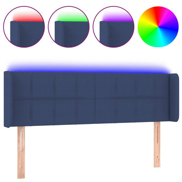 vidaXL LED Kopfteil Blau 147x16x78/88 cm Stoff